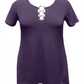 JM Collection Women's Ring Handkerchief Hem Top Purple Size XL