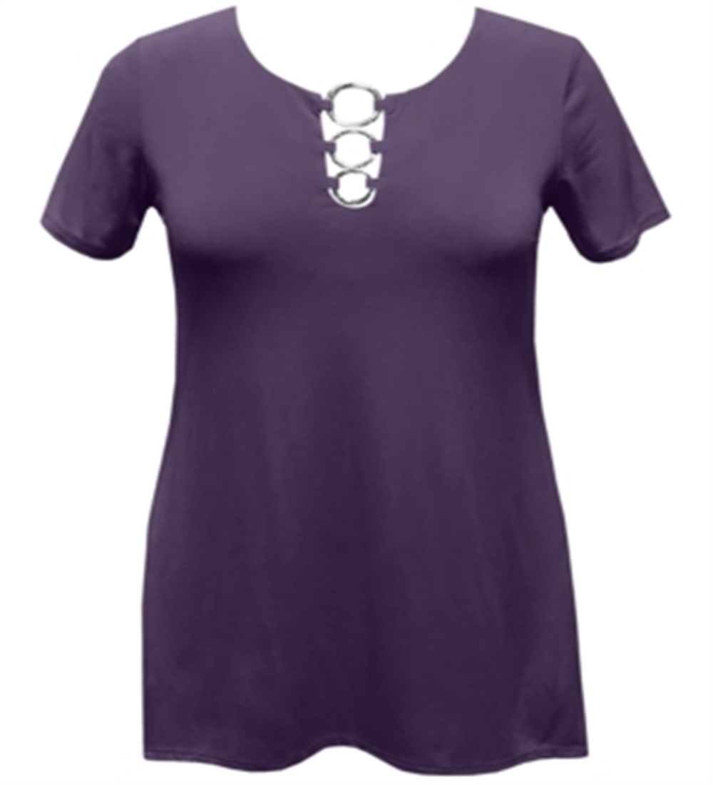 JM Collection Women's Ring Handkerchief Hem Top Purple Size XL