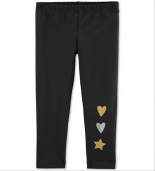 CartersToddler Girl's Hearts and Star Foiled Leggings Gray Size 3T