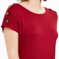 NY Collection Women's Button Sleeve Top  Red Size Petite XL