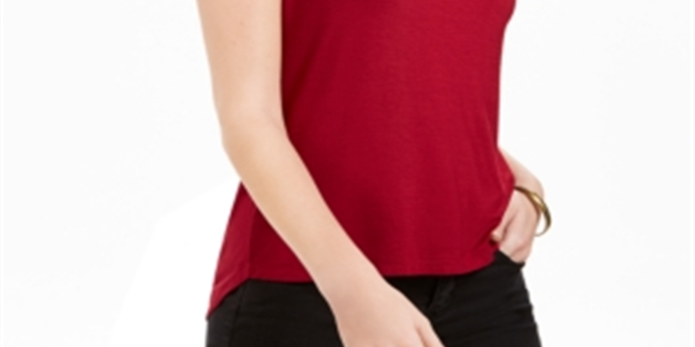 NY Collection Women's Button Sleeve Top  Red Size Petite XL