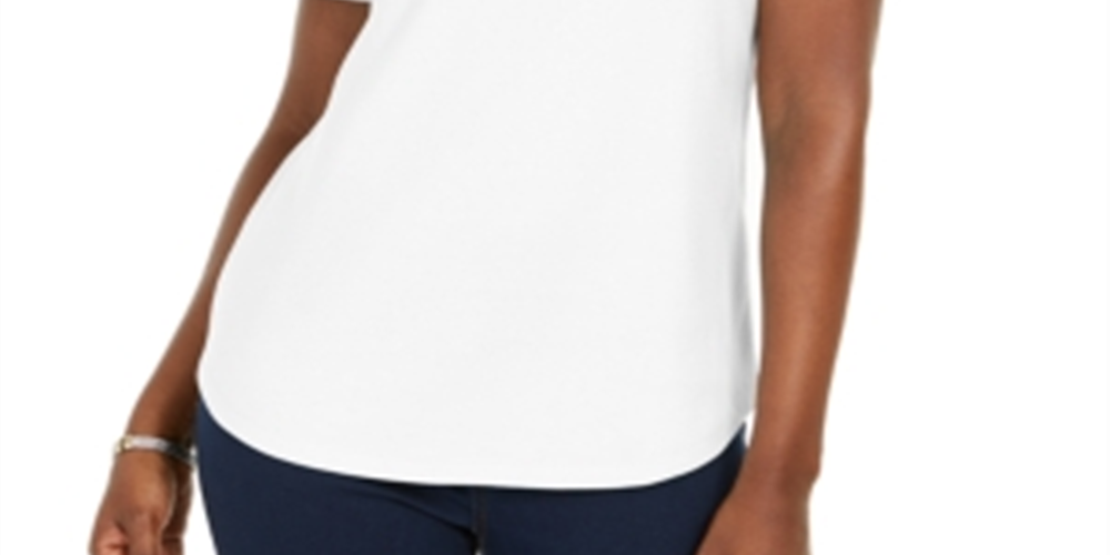 Karen Scott Women's Cotton Polo Shirt White Size XS