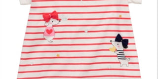 First Impressions Baby Girl's Dog Print Striped T-Shirt White Size 3-6 M