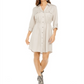 Style & Co Women's Solid Utility Shirtdress Gray Size Small