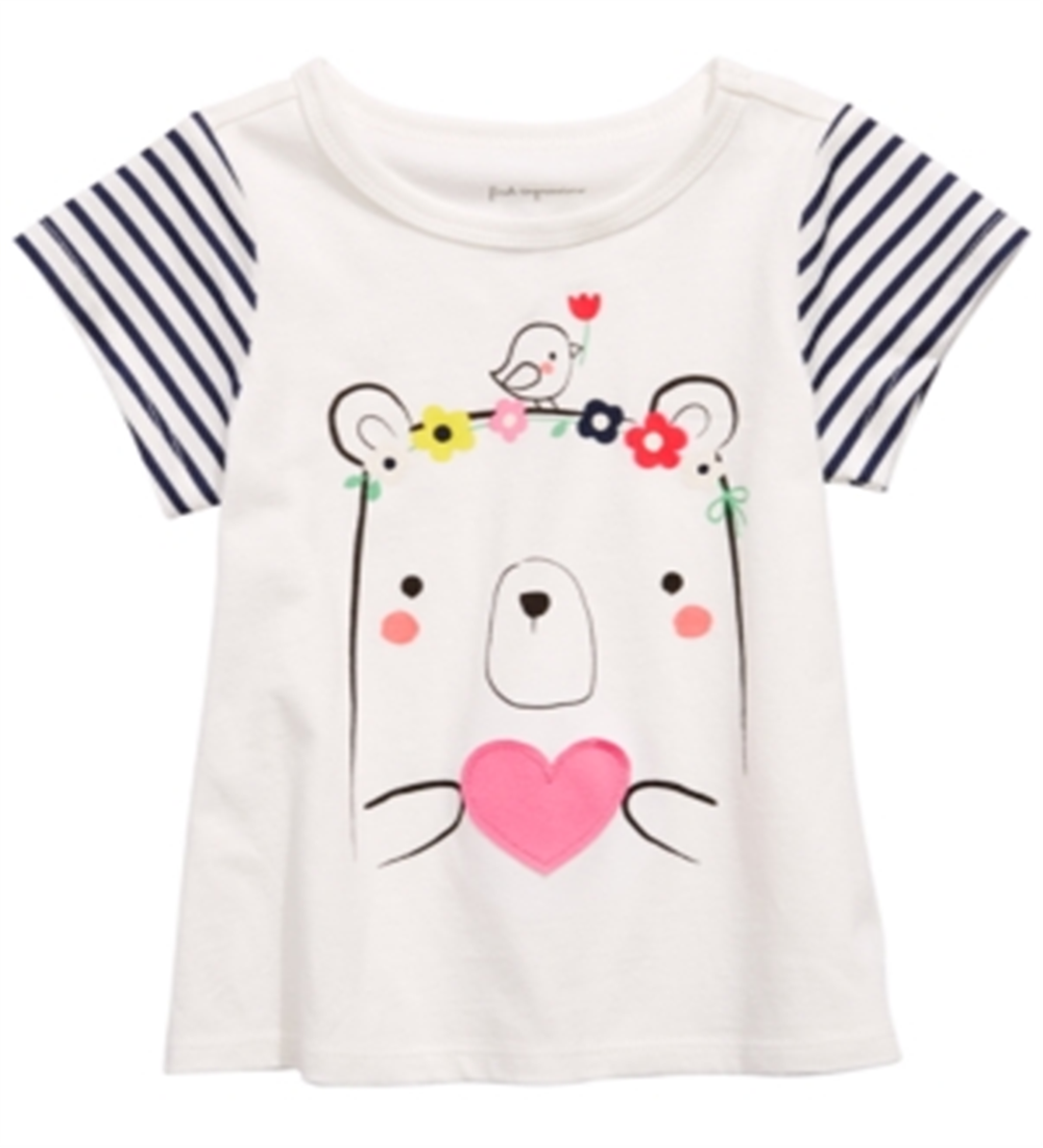 First Impressions Baby Girl's Bear Print Cotton T-Shirt White Size 6-9 M