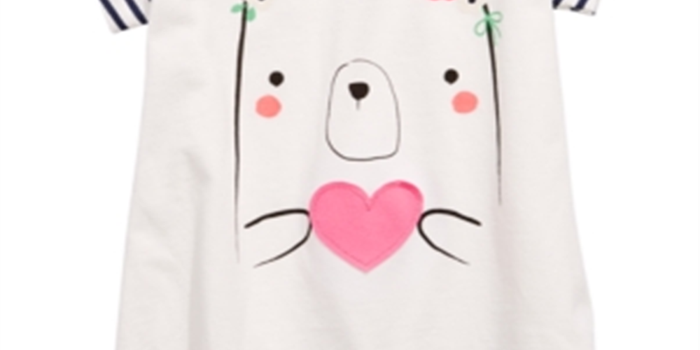 First Impressions Baby Girl's Bear Print Cotton T-Shirt White Size 6-9 M