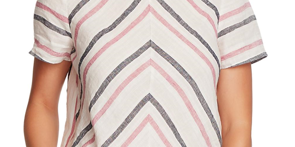 Vince Camuto Women's Linen Striped Top Pink Size Small