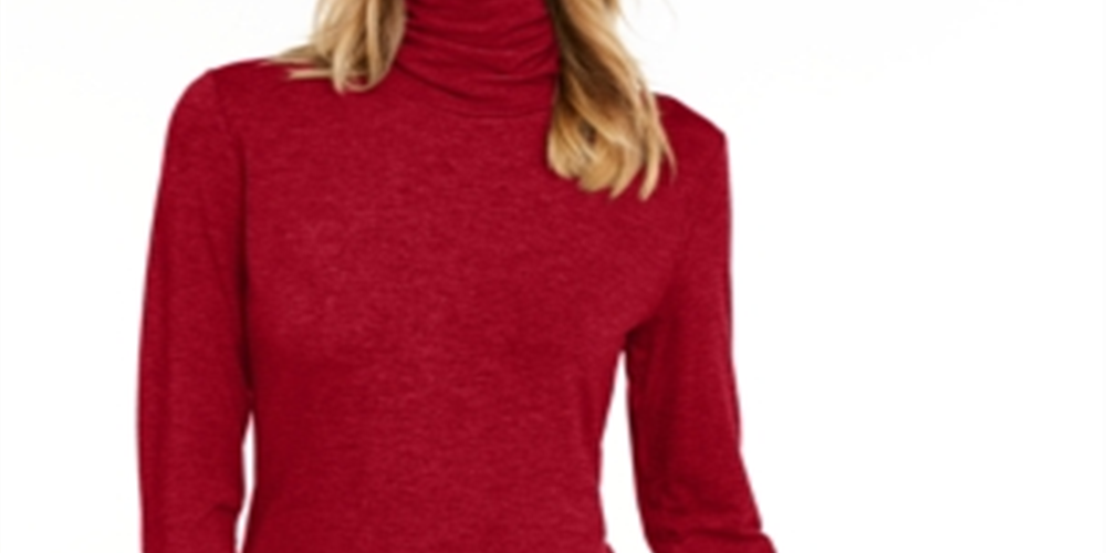 Maison Jules Women's Turtleneck Top Red Size XS