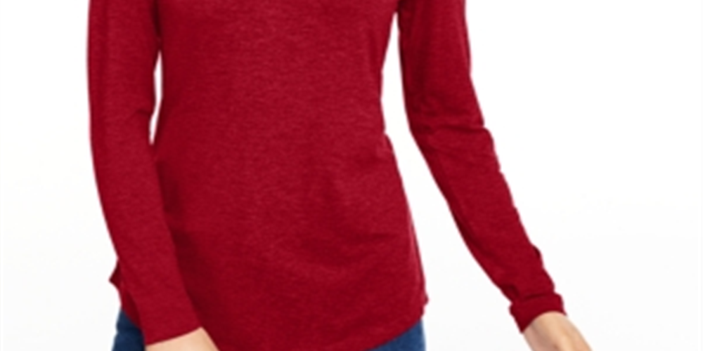 Maison Jules Women's Turtleneck Top Red Size XS