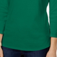 Charter Club Women's Pima Cotton Boat Neck Button Shoulder Top Green Size Small