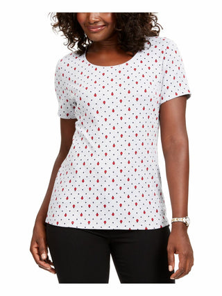 Karen Scott Women's Printed Scoop Neck T-Shirt Gray Size M