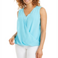 JM Collection Women's Sleeveless Studded Draped Top Blue Size M