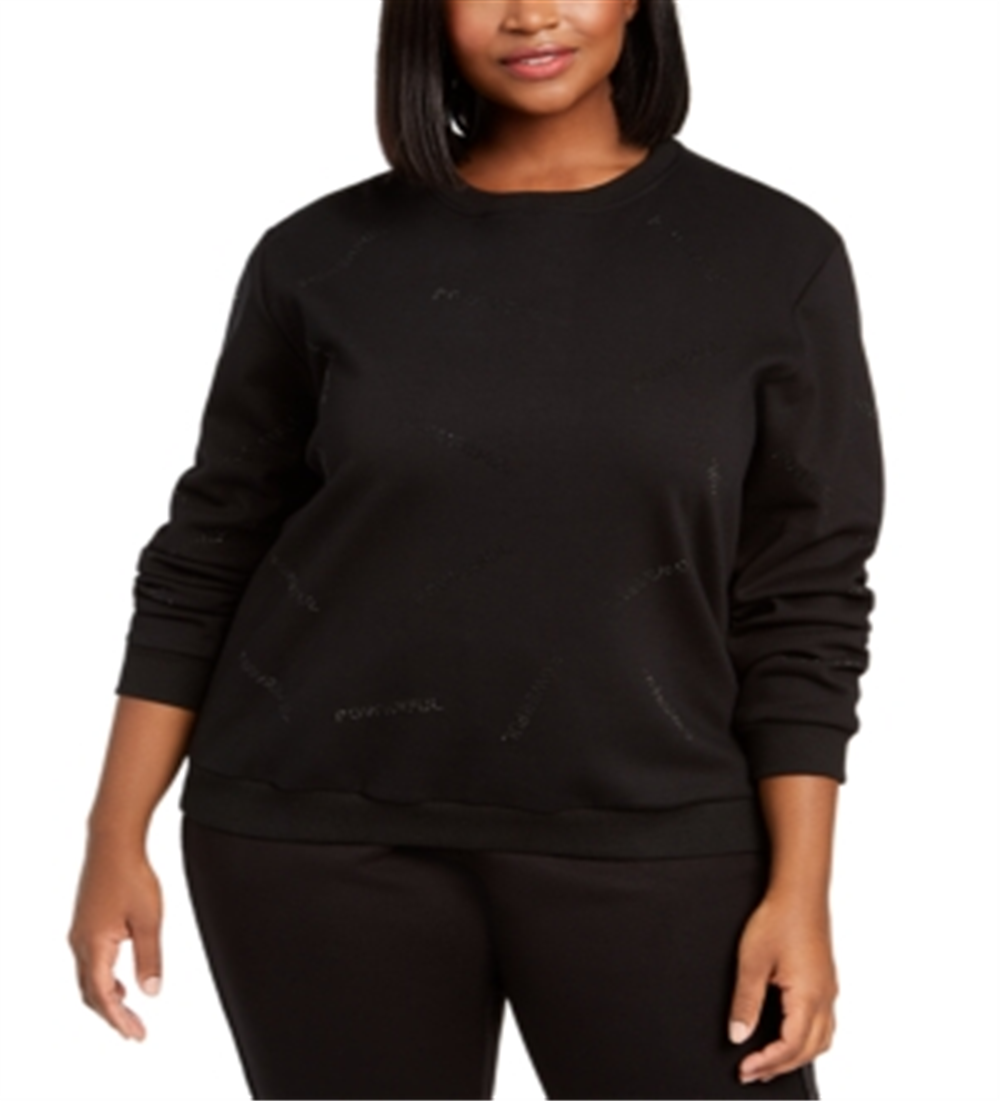 Lala Anthony Women's Trendy Plus Embellished Sweatshirt Black Size 1X