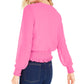 Bar III Women's Vivid Smock Trim Long Sleeve Blouse Pink Size XX-Large