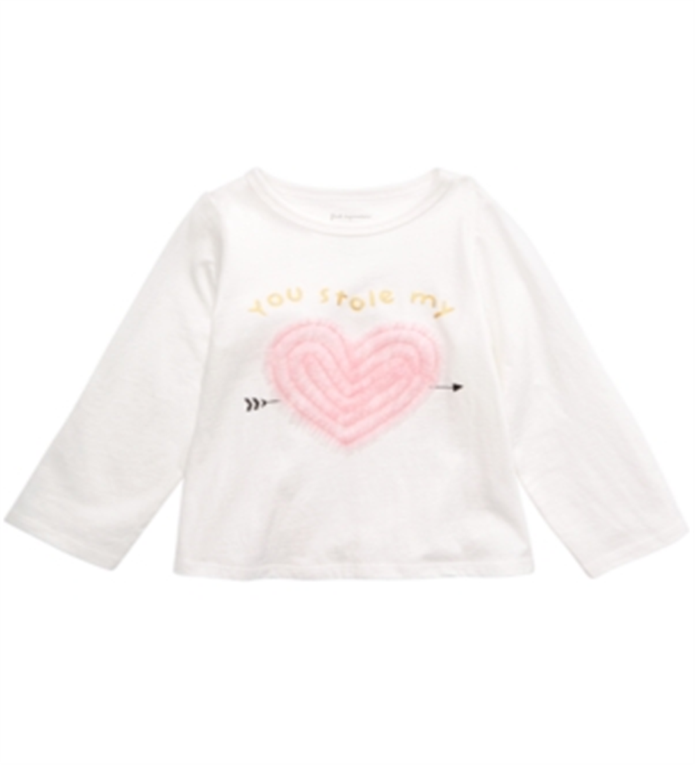 First Impressions Baby Girl's Cotton You Stole My Heart T-Shirt White Size 3-6 M