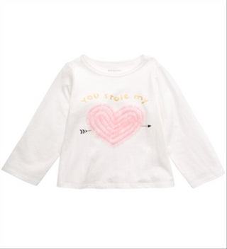First Impressions Baby Girl's Cotton You Stole My Heart T-Shirt White Size 3-6 M
