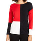 Alfani Women's Drop Shoulder Colorblocked Top Red Size Petite L