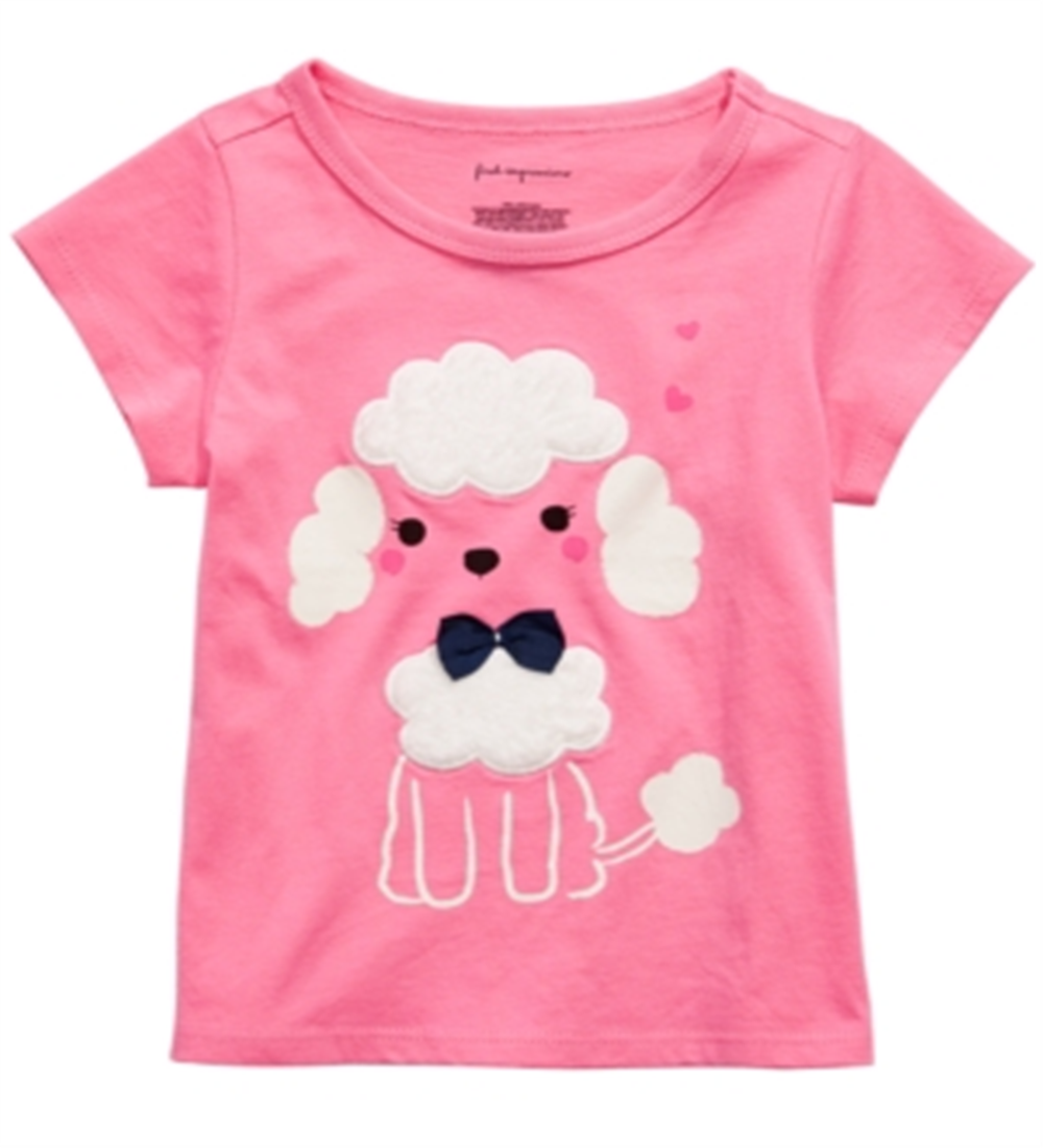 First Impressions Baby Girl's Poodle Print with Faux Sherpa Trim T-Shirt Pink Size 3-6M