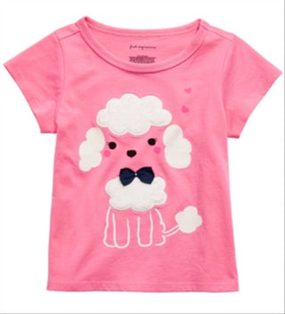 First Impressions Baby Girl's Poodle Print with Faux Sherpa Trim T-Shirt Pink Size 3-6M