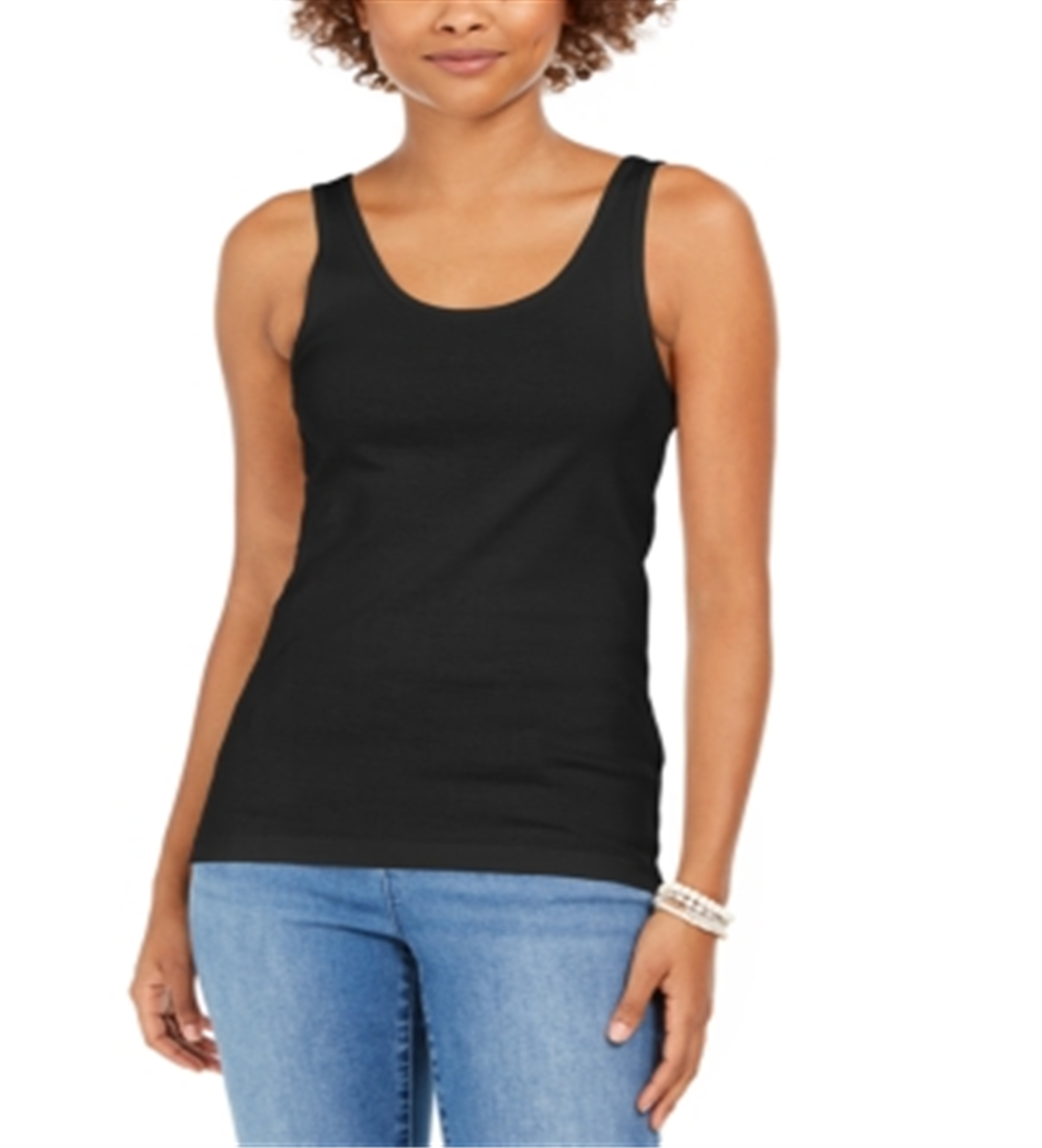 Style & Co Women's Cotton Tank Top  Black Size XS