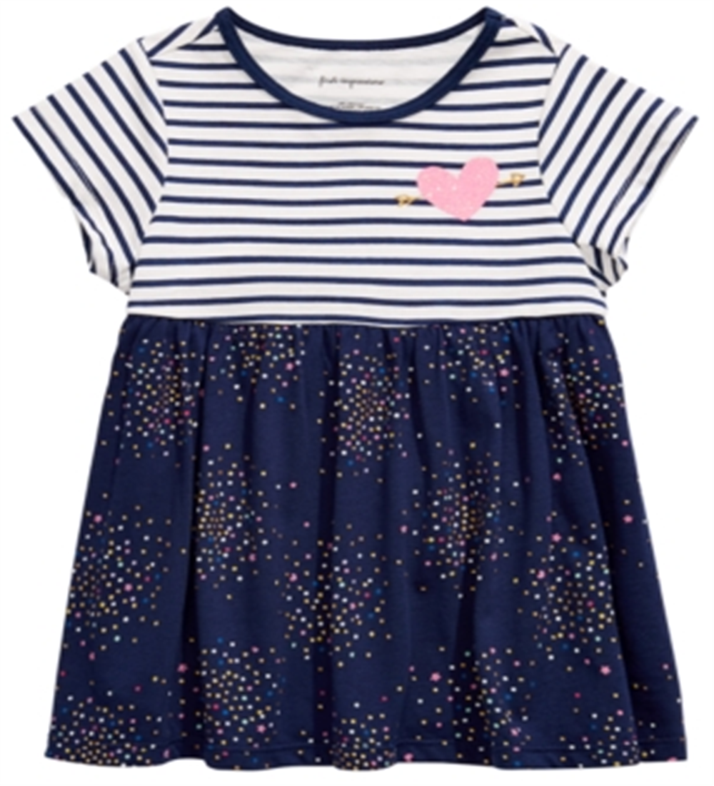 First Impressions Baby Girl's Confetti Print Striped Cotton Tunic White Size 6-9MOS