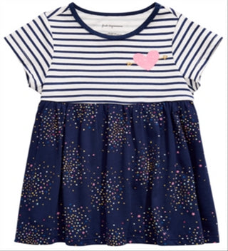 First Impressions Baby Girl's Confetti Print Striped Cotton Tunic White Size 6-9MOS