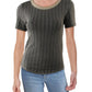 Free People Women's Escape Knit Striped T-Shirt Black Size XS
