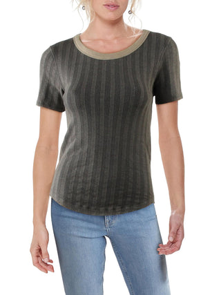 Free People Women's Escape Knit Striped T-Shirt Black Size XS