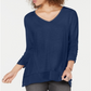 Style & Co Women's Chiffon Hem Top Blue Size Petite L