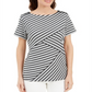 Karen Scott Women's Asymmetrical Striped Top Gray Size Small