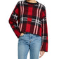Weatherproof Women's Plaid Crew Neck Crop Sweater Red Size Medium