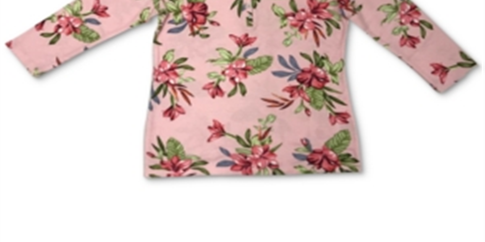 Karen Scott Women's Printed Henley T-Shirt  Pink Size XL