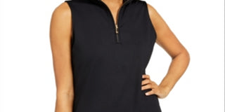Charter Club Women's Sleeveless Mock Neck Top Black Size M