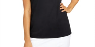 Charter Club Women's Sleeveless Mock Neck Top Black Size M