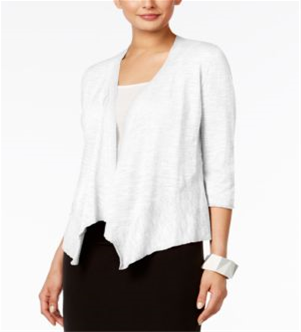 Alfani Women's Linen Open Front Cardigan White Size PP