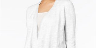 Alfani Women's Linen Open Front Cardigan White Size PP