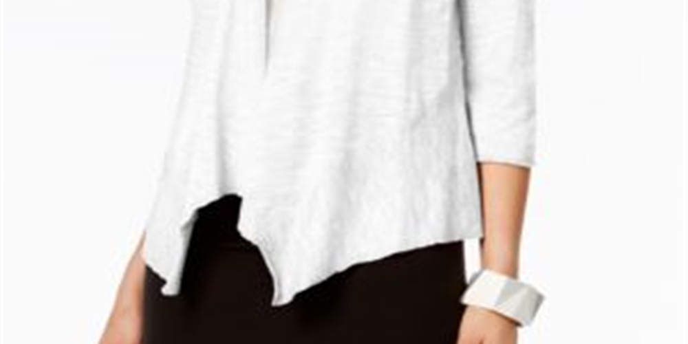 Alfani Women's Linen Open Front Cardigan White Size PP
