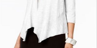 Alfani Women's Linen Open Front Cardigan White Size PP