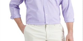 Club Room Men's Regular Fit Cotton Spread Collar Pinpoint Dress Shirt Purple Size M