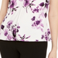 Calvin Klein Women's Sleeveless Floral Pleated Top -White  Size Small