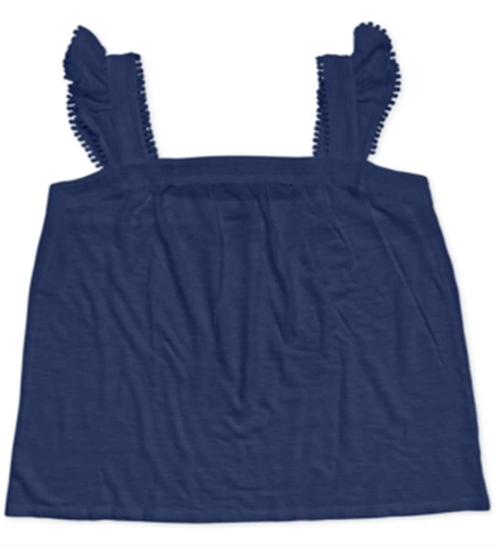 Style & Co Women's Embroidered Flutter Strap Tank Top Blue Size -XXL