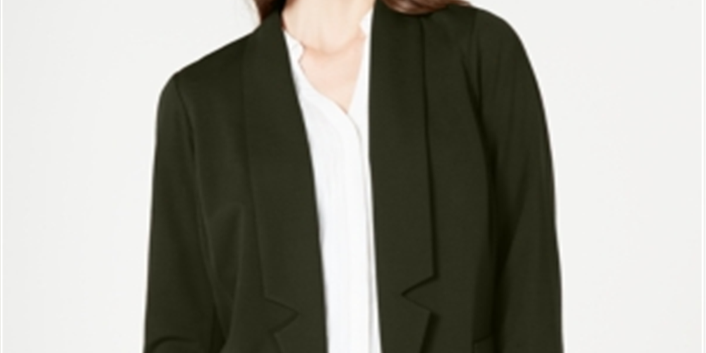 Alfani Women's Notch Collar Blazer Green Size PP