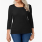 Karen Scott Women's Scoop Neck Top  Black Size S