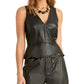 Rachel Roy Women's Bruna Faux Leather Top Black Size S
