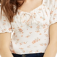 Planet Gold Junior's Printed Smocked Puff Sleeve Top White Size M