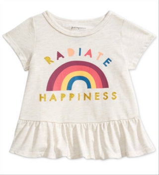 First Impressions Baby Girl's Happiness Print Peplum T-Shirt Gray Size 6-9 M