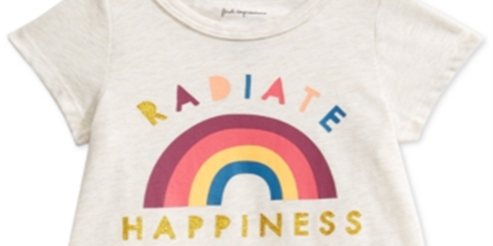 First Impressions Baby Girl's Happiness Print Peplum T-Shirt Gray Size 6-9 M