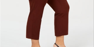 Alfani Women's Solid Skinny Pants Brown Size 18W