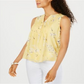 Charter Club Women's Floral Print Pintucked Top Yellow Size PP