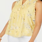 Charter Club Women's Floral Print Pintucked Top Yellow Size PP